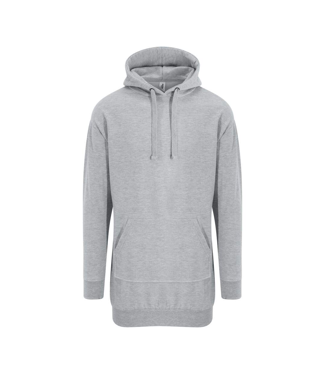 Sweat long à capuche - robe pour femme - JH015 - gris