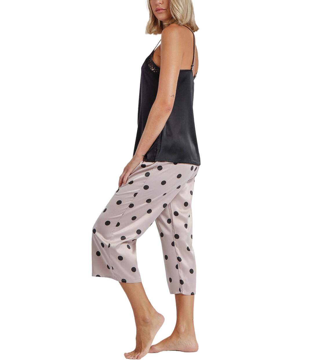 Pyjama tenue d'intérieur pantalon palazzo caraco Elegant Dots Admas-2