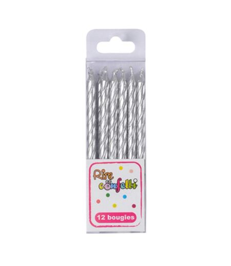 Lot de 12 Bougies d'Anniversaire Métalliques 6cm Argent