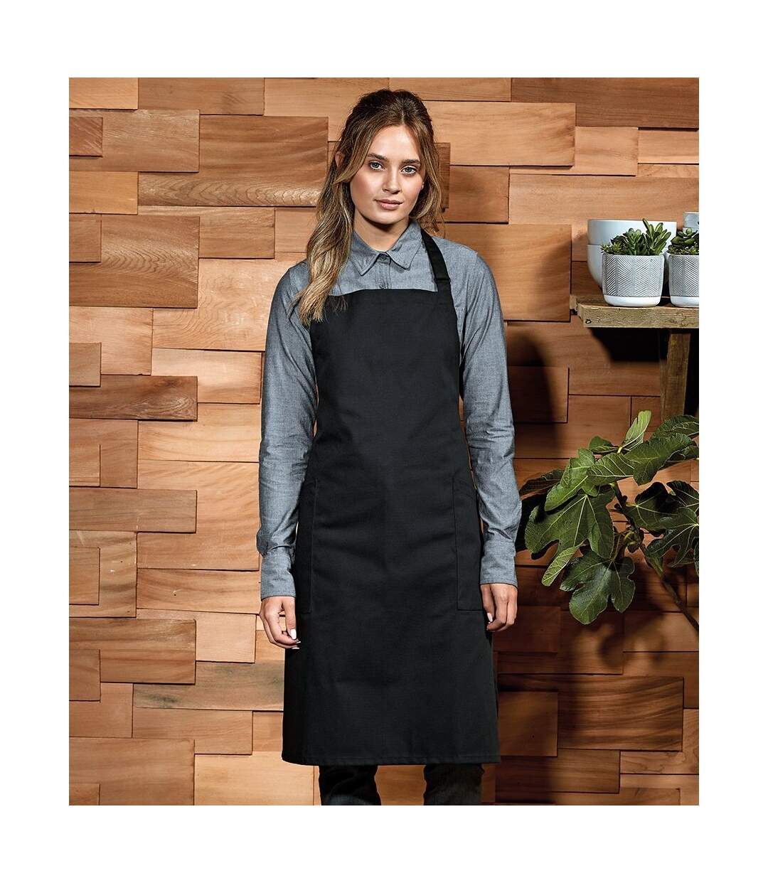 Organic fairtrade certified recycled full apron one size black Premier-2