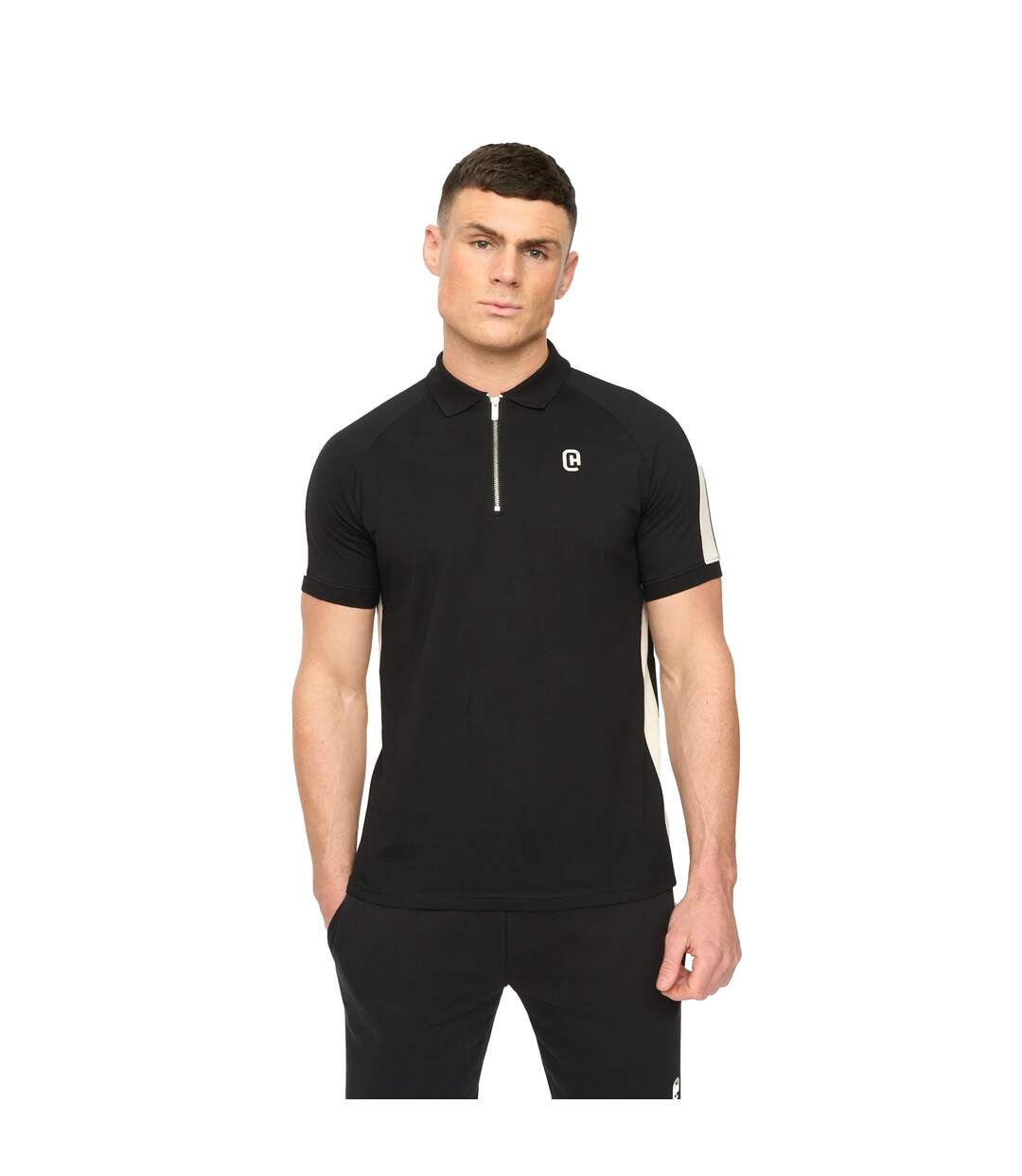 Polo Manches Raglan Cresswell Homme Noir Crosshatch-2