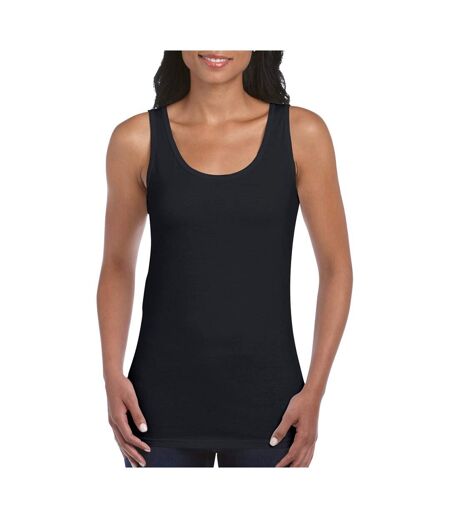 Gildan Ladies Soft Style Tank Top Vest (Black)