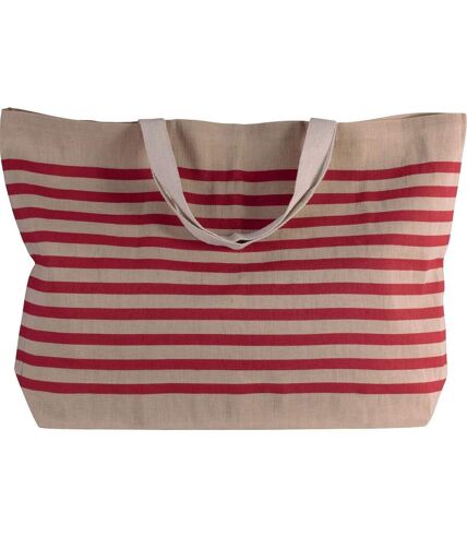 Sac en toile fourre tout - KI0228 - rayé beige et rouge