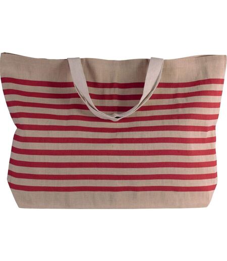 Sac en toile fourre tout - KI0228 - rayé beige et rouge