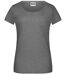 T-shirt BIO col rond poche poitrine - Femme - 8003 - noir chiné