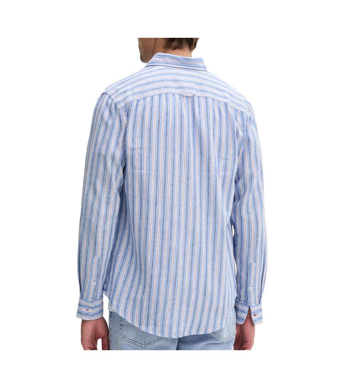 Chemise bleu/blanc homme tommy hilfiger tjm reg linen-2