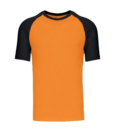 T-shirt bicolore baseball - Homme - K330 - orange et noir