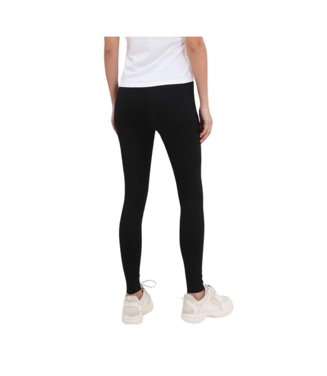 Legging femme long uni de couleur noir polyester/élasthanne