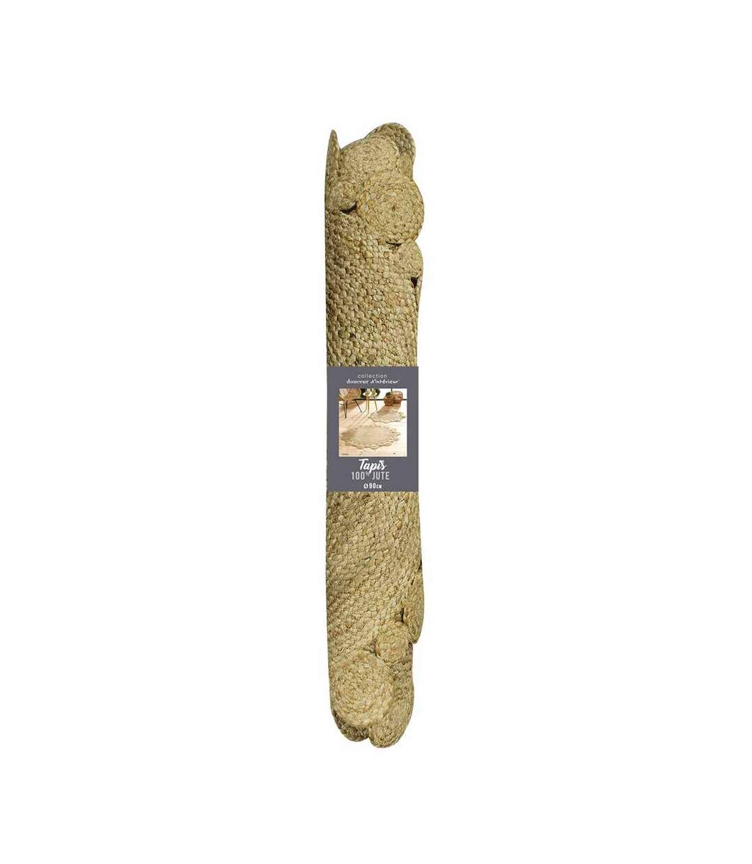 Tapis Déco Rond en Jute Cordou 90cm Naturel-4