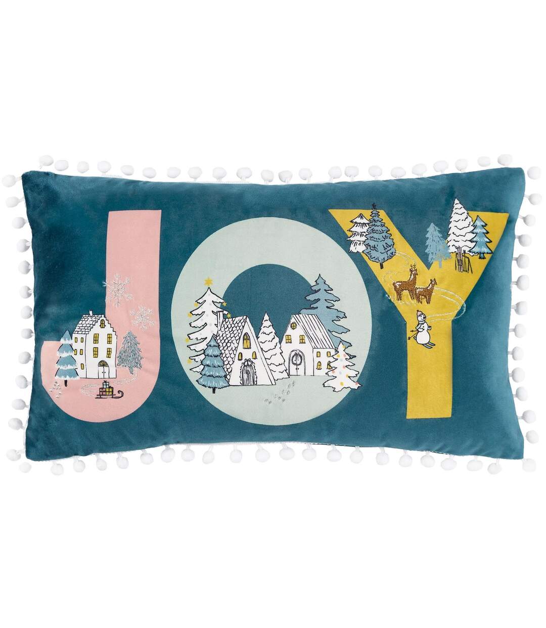 Joy velvet village cushion cover 30cm x 50cm multicoloured Furn