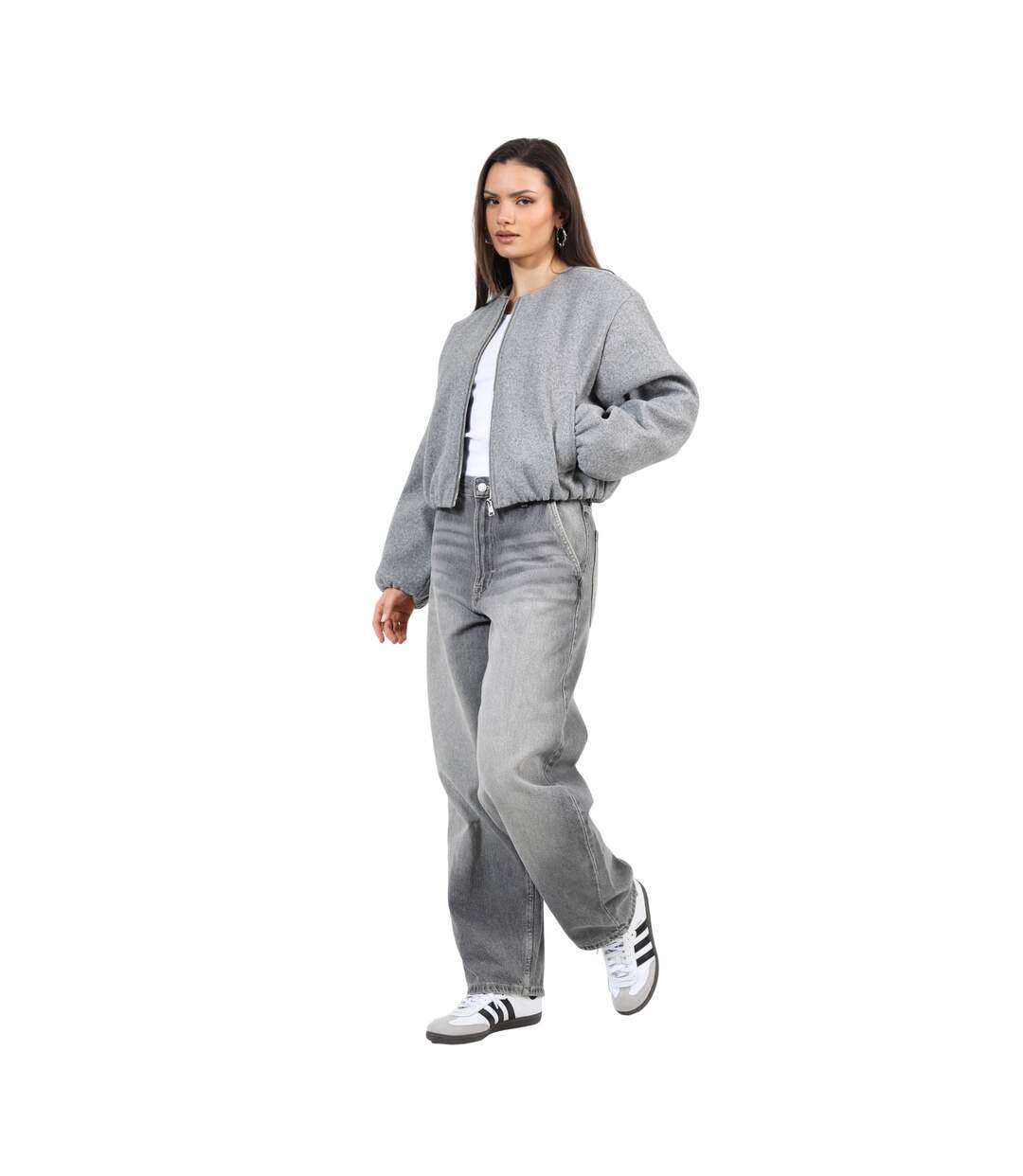 Blouson Aviateur Femme Gris Brave Soul-1