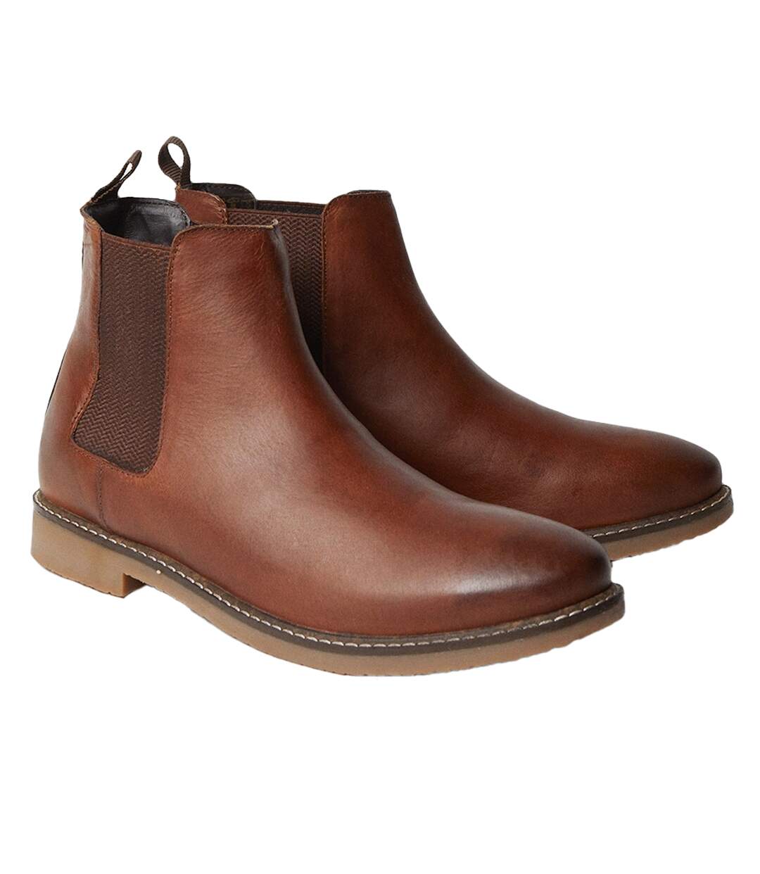 Mens leather chelsea boots brown Maine-1