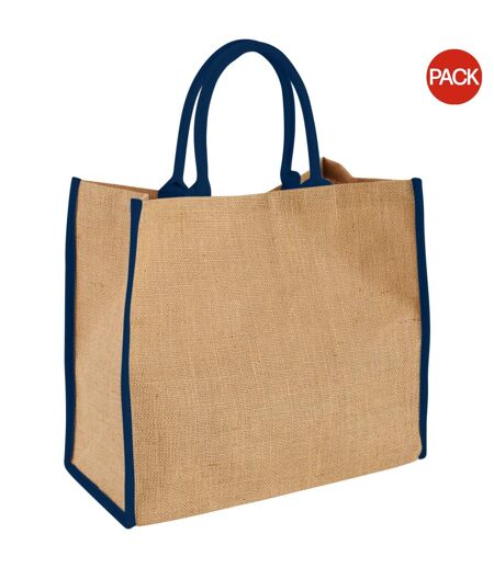 Lot De 2  Sac En Jute The Large Mixte 40 X 20 X 35 Cm Marron Bleu-marine Bullet