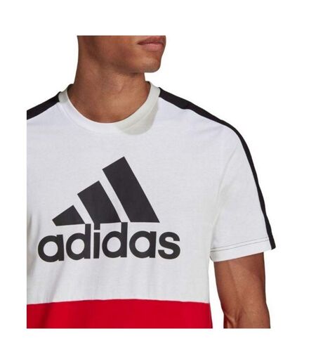 T-shirt Style Bloc De Couleur Essentials Homme Blanc Rouge Adidas