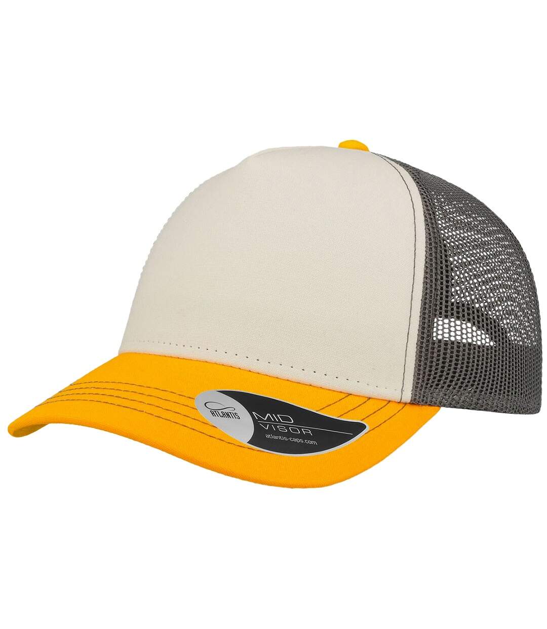 Casquette trucker rapper blanc / jaune / gris foncé Atlantis-1