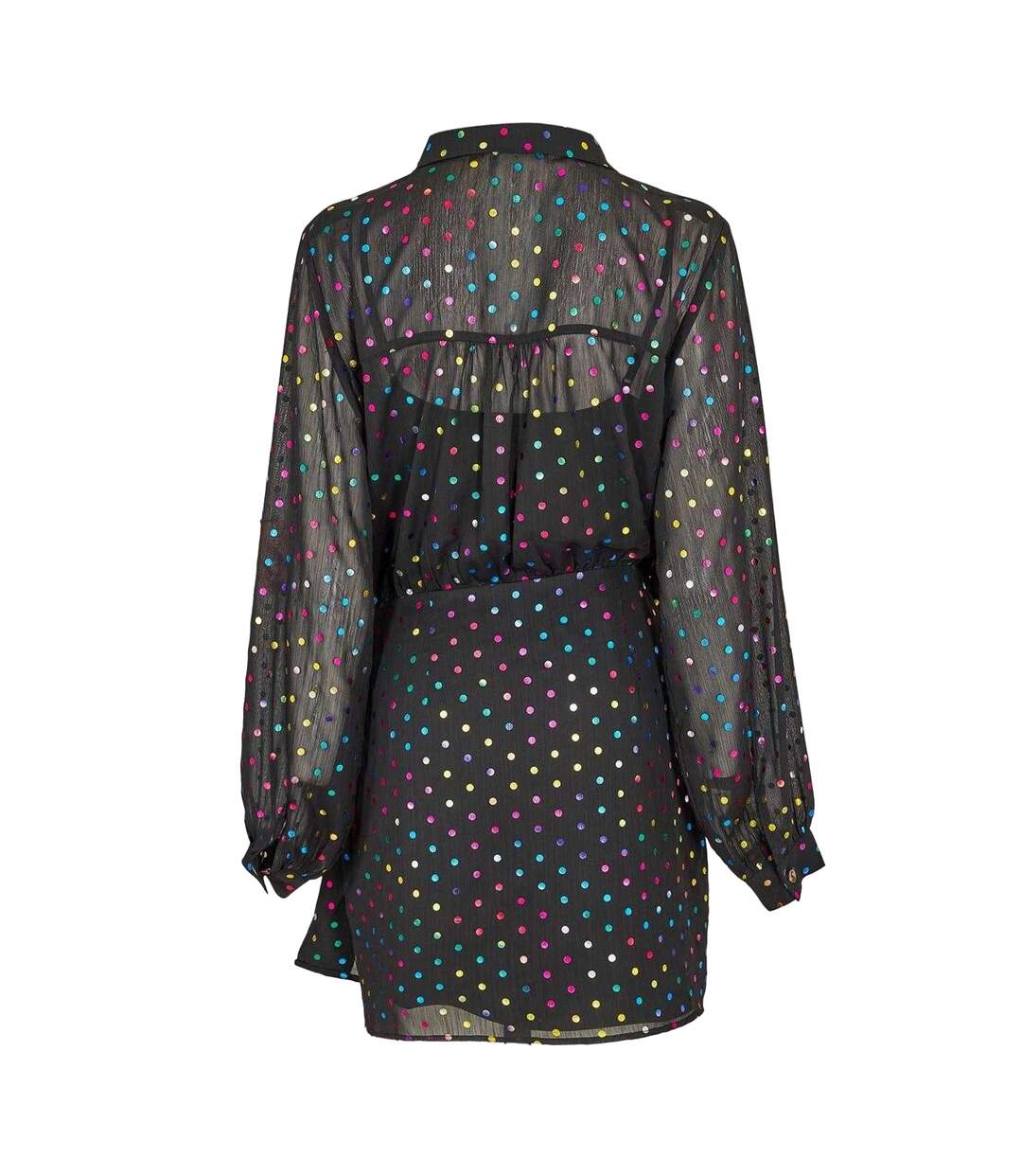 Womens/ladies Miley Polka Dot Sheer Wrap Dress Black Never Fully Dressed-3