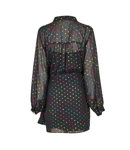 Womens/ladies Miley Polka Dot Sheer Wrap Dress Black Never Fully Dressed
