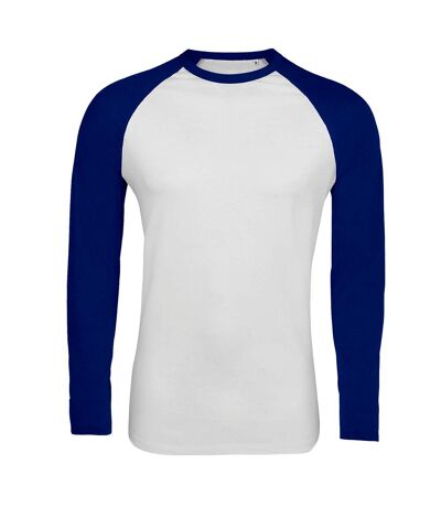 SOLS Mens Funky Contrast Long Sleeve T-Shirt (White/Royal Blue) - UTPC3513