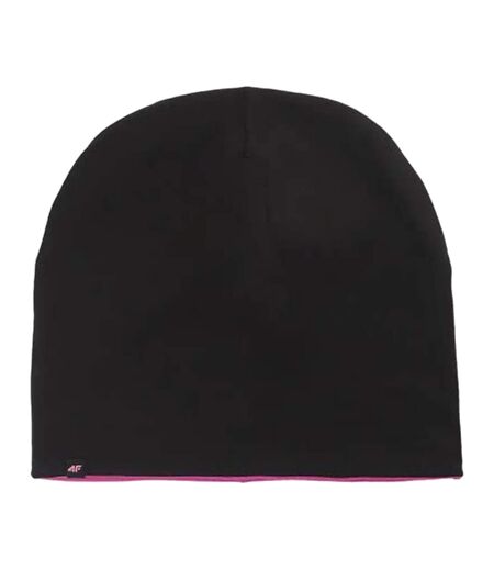 Childrens/kids Logo Cotton Double Sided Beanie Black Pink 4F
