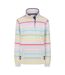 Womens/ladies Striped Button Neck Winter Sweatshirt Multicoloured Lazy Jacks-1