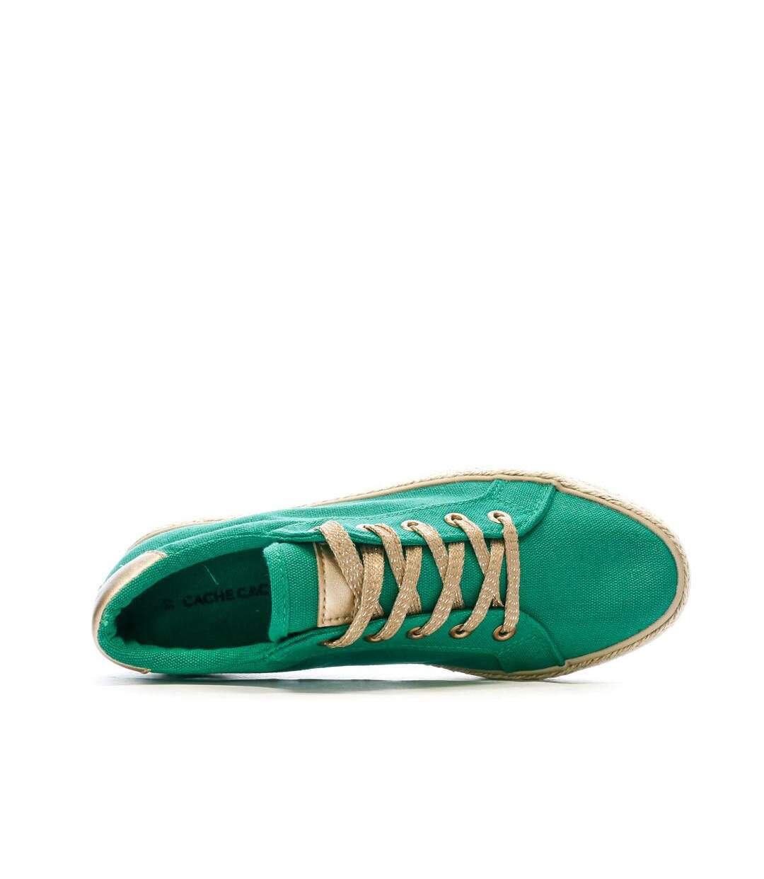 Baskets en toile vertes femme vert cache cache choescapa-4