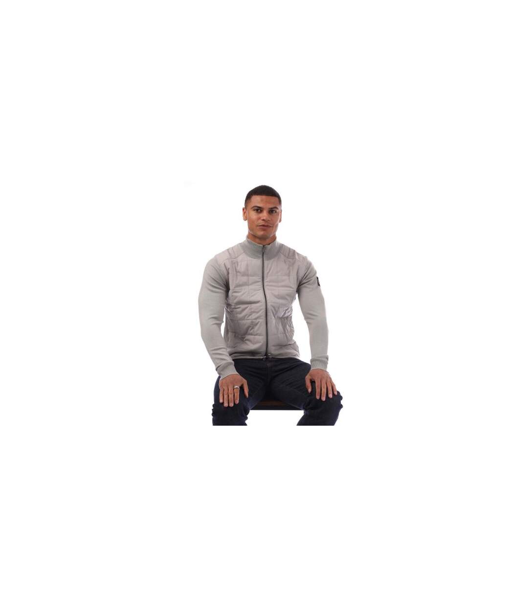 Mens Full Zip Cardigan Grey Belstaff-1