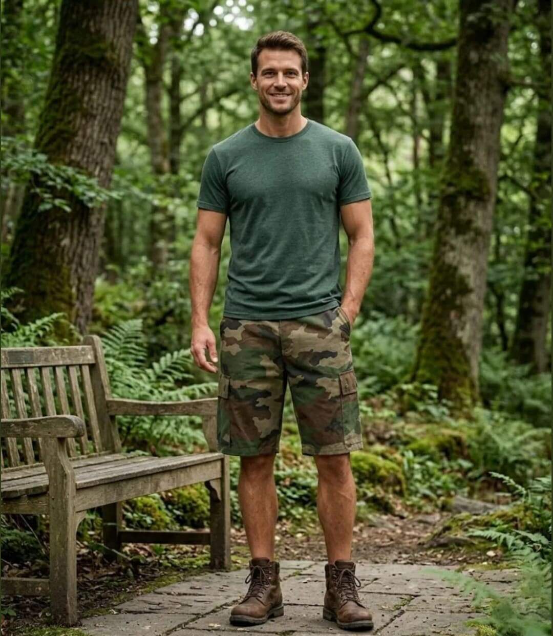 LEDERTYS 810394U002 - Bermuda camouflage Centre Europe avec taille élastiquée pour baroudeur-5