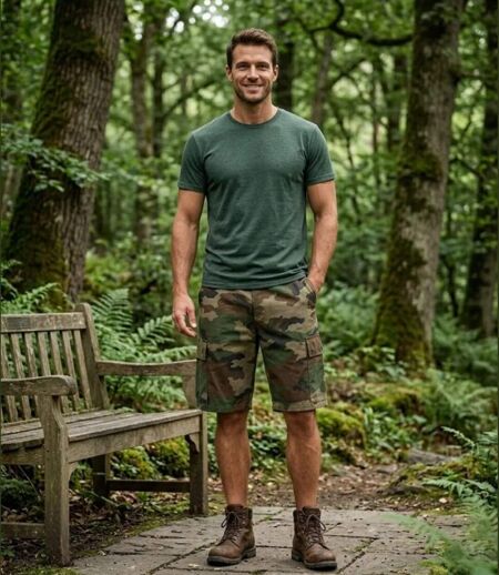 LEDERTYS 810394U002 - Bermuda camouflage Centre Europe avec taille élastiquée pour baroudeur
