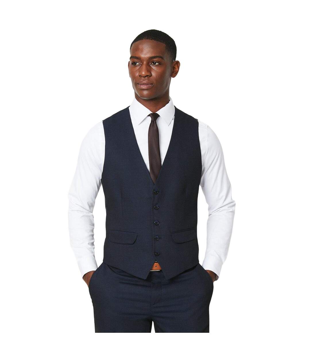 Mens 1904 plain wool blend vest navy Burton