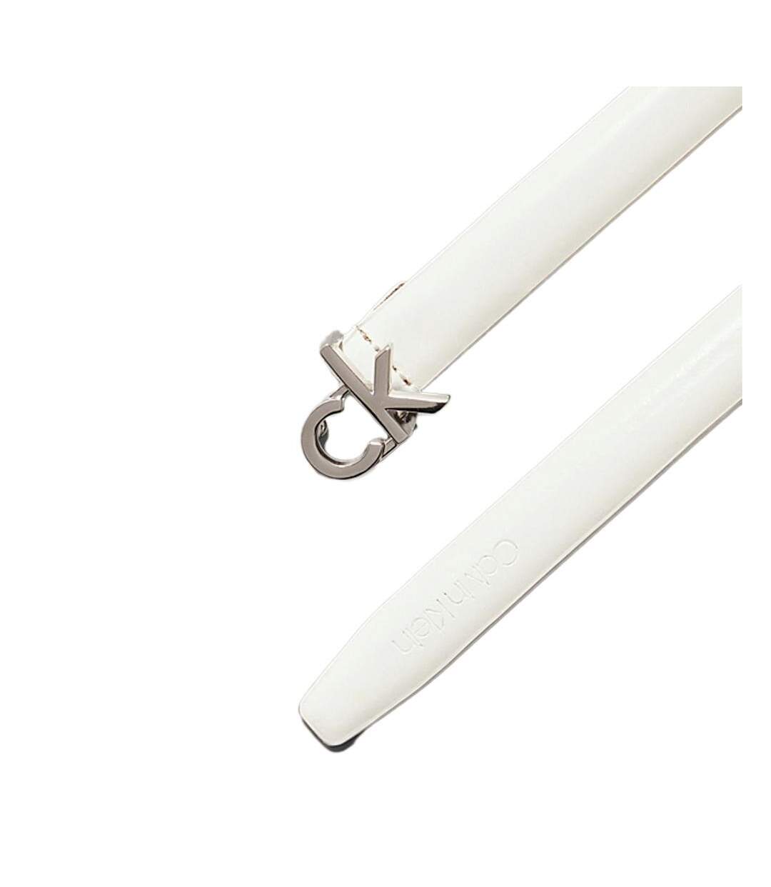 Ceinture blanche femme calvin klein jeans ck buckle skinny-2