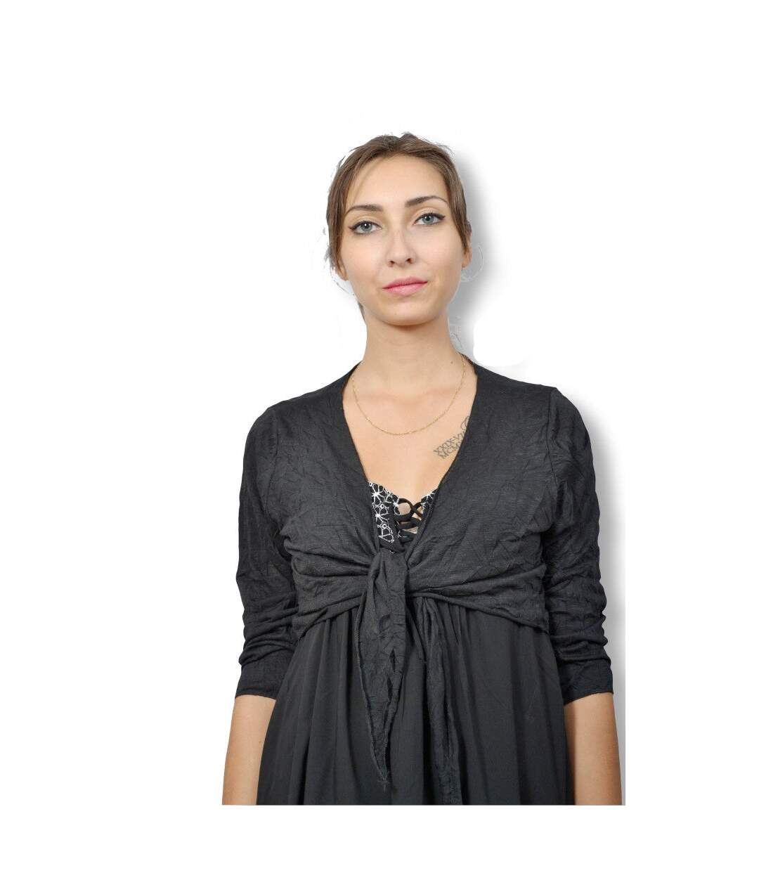 Gilet femme manches 3/4 - Couleur noir-1