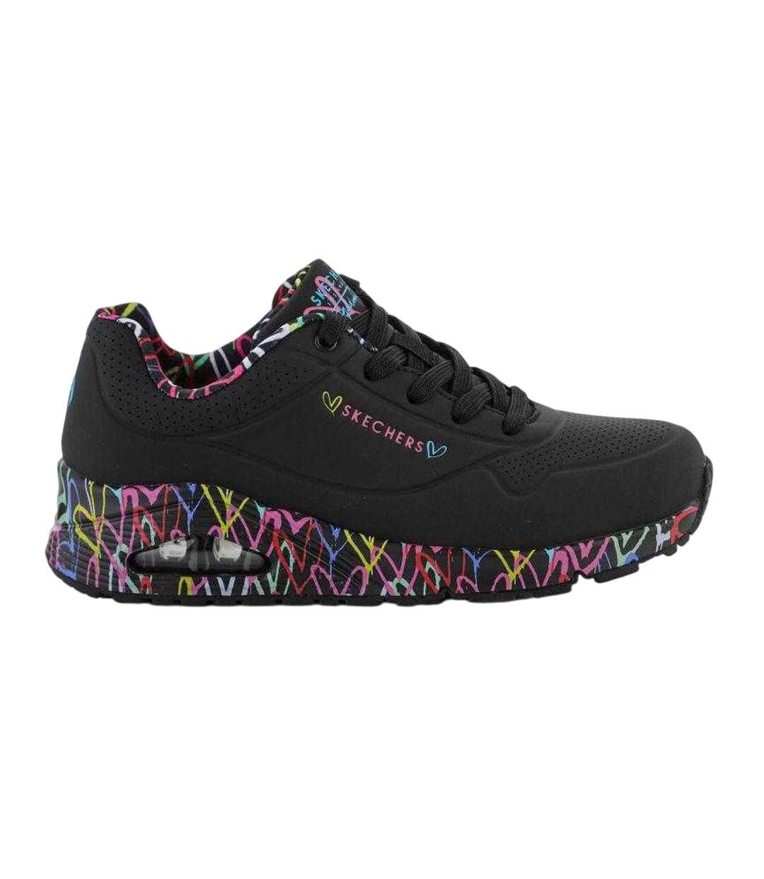 Baskets Uno Loving Love Femme Noir Skechers-4