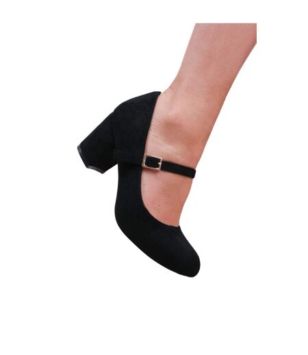 Womens/ladies araceli suede block heel mary janes black Where´s That From