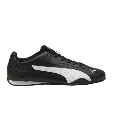 Mens Catch Leather Low Cut Flat Trainers Black White Puma