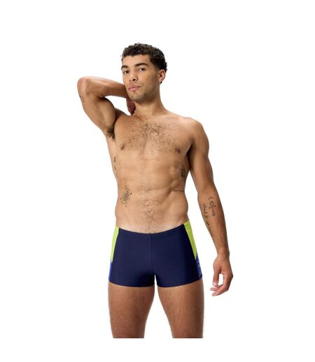 Short De Bain Cintré Motif/style Abstrait Dive Aquashort Homme Bleu Sombre Jaune Abstrait Speedo