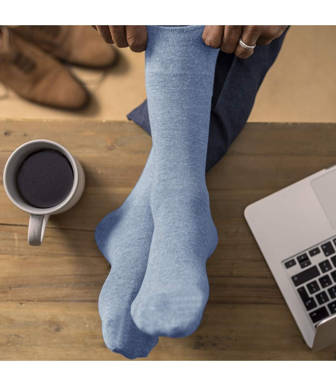 6 Pack Mens Non Elastic Soft Top Cotton Diabetic Socks-5