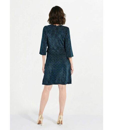 Robe cache-coeur court maille brillante imprimée