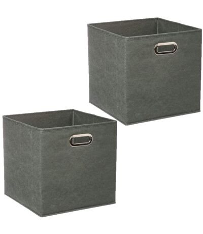 Lot de 2 Boites de rangement pliable - 31 x 31 - Vert Kaki