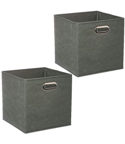 Lot de 2 Boites de rangement pliable - 31 x 31 - Vert Kaki