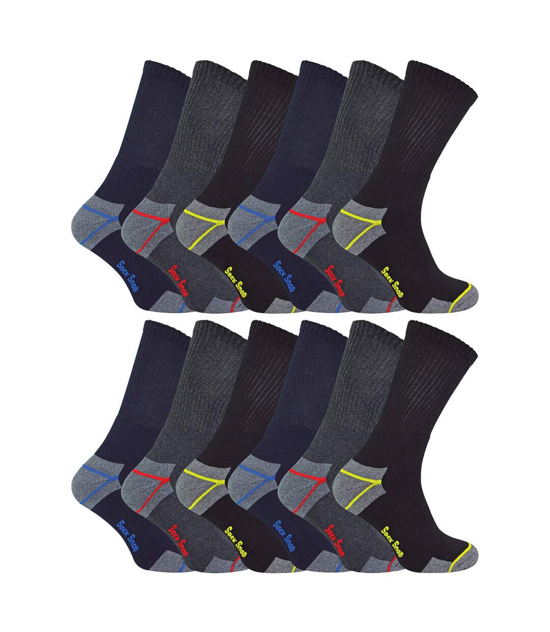12 paires de chaussettes de travail rembourrées robustes pour hommes-1
