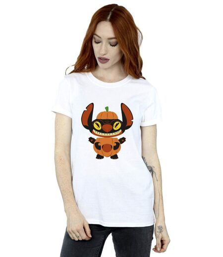 Disney Femmes/Les femmes Lilo & Stitch Pumpkin Costume Cotton Boyfriend T-Shirt (Blanc) - UTBI30526