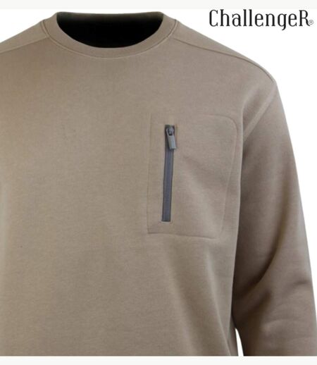 CHALLENGER GARRY2 — Sweat col rond beige : le confort résistant au quotidien