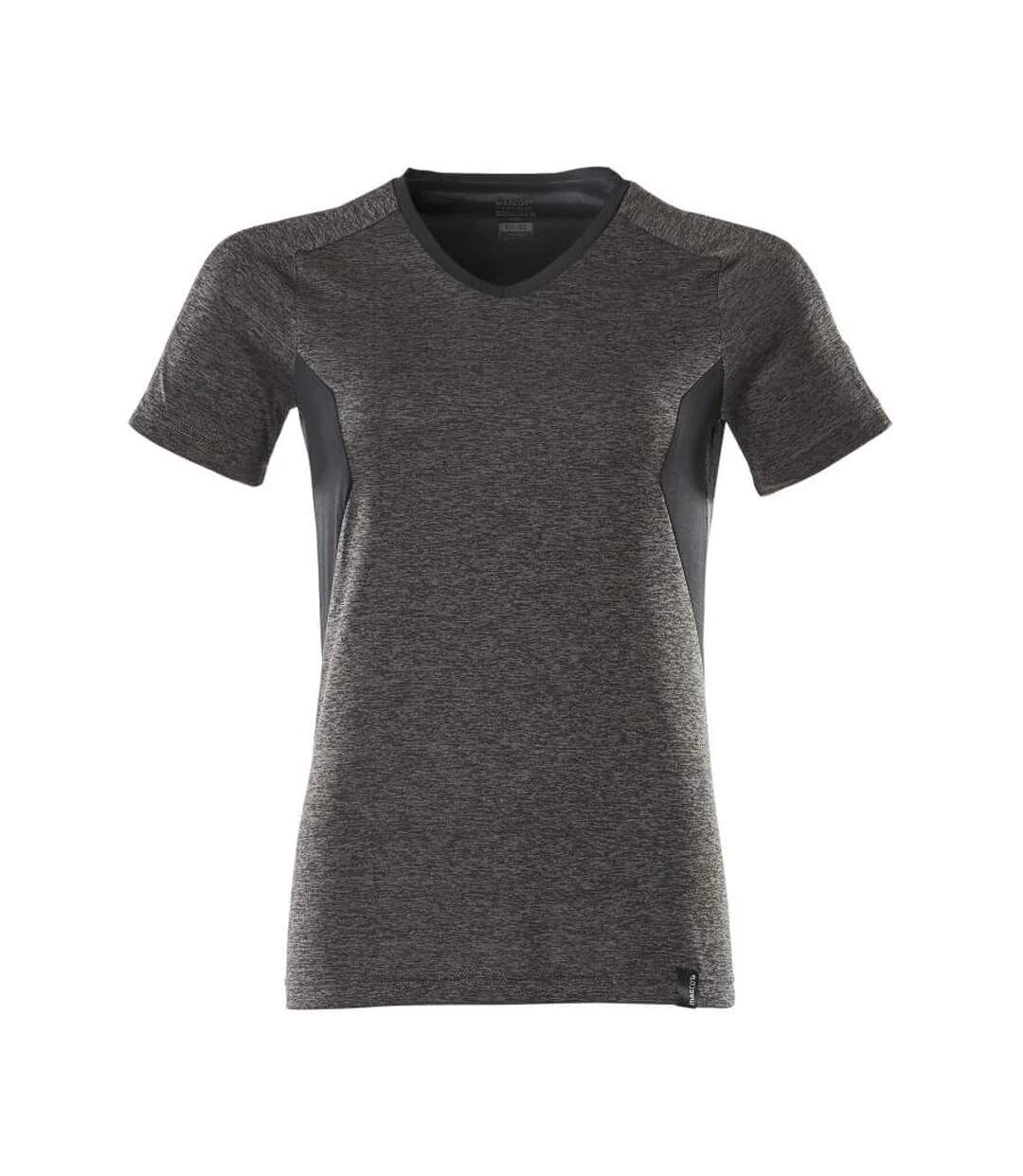 Womens/ladies Accelerate Coolmax V Neck T-shirt Dark Anthracite Black Mascot-1