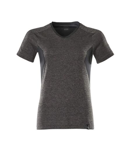 Womens/ladies Accelerate Coolmax V Neck T-shirt Dark Anthracite Black Mascot