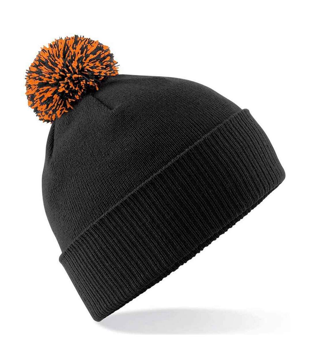 Bonnet snowstar adulte noir / orange Beechfield-1