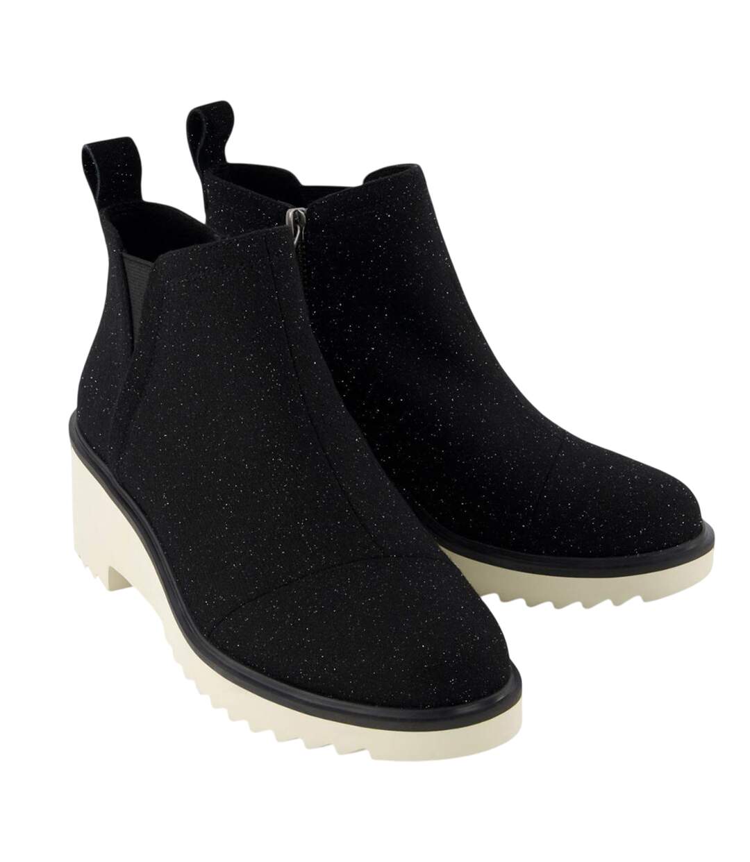 Womens/ladies Maude Shimmer Ankle Boots Black Toms-1