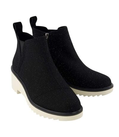 Womens/ladies Maude Shimmer Ankle Boots Black Toms