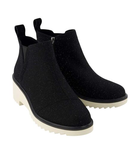 Womens/ladies Maude Shimmer Ankle Boots Black Toms