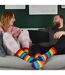 1 Pack Rainbow Striped Thermal Socks for Winter-4