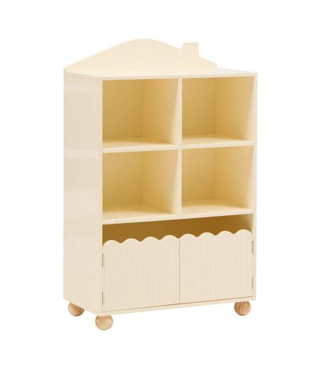 Bibliothèque enfant 2 portes et 4 niches BOULI - Beige